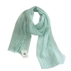 Solid-color, elegant, hollowed-out, artistic, short cotton and linen scarves for women, spring and summer narrow version linen sun protection gauze scarves, thin style wholesale Item Picture